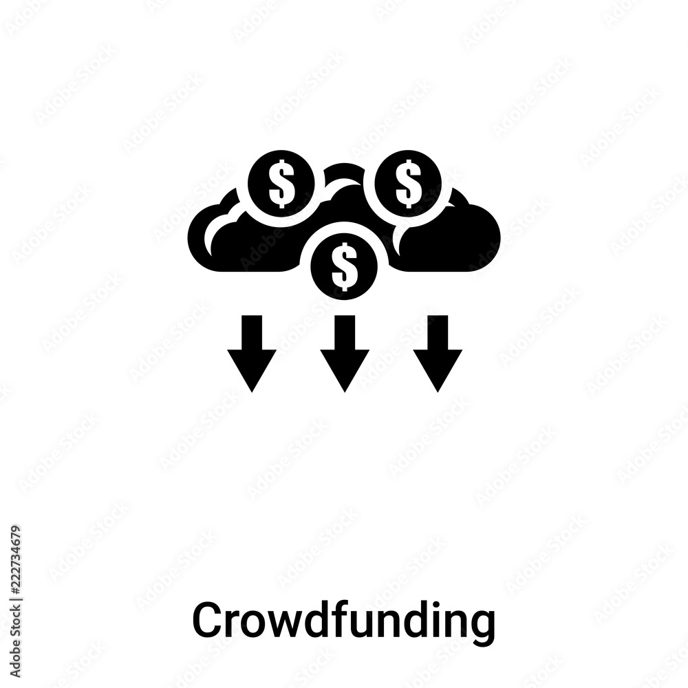 Crowdfunding icon vector isolated on white background, logo concept of Crowdfunding sign on transparent background, black filled symbol