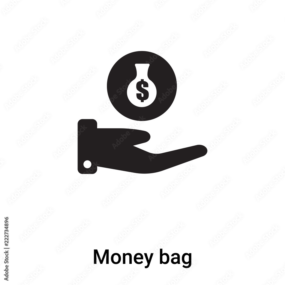 Money bag icon vector isolated on white background, logo concept of Money bag sign on transparent background, black filled symbol Money bag icon vector isolated on white background, logo concept of Money bag sign on transparent background, black filled symbol