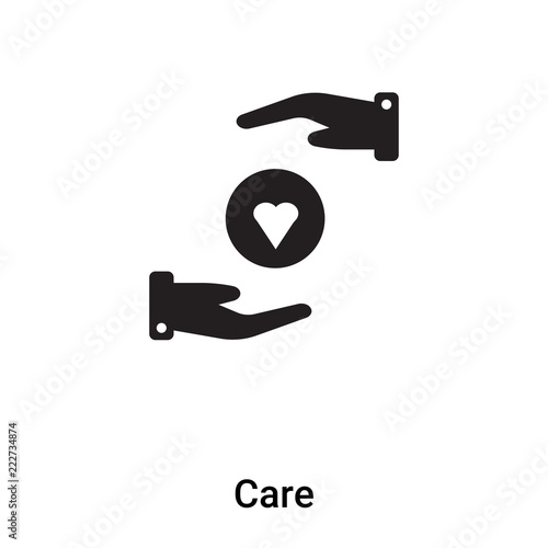 Care icon vector isolated on white background, logo concept of Care sign on transparent background, black filled symbol