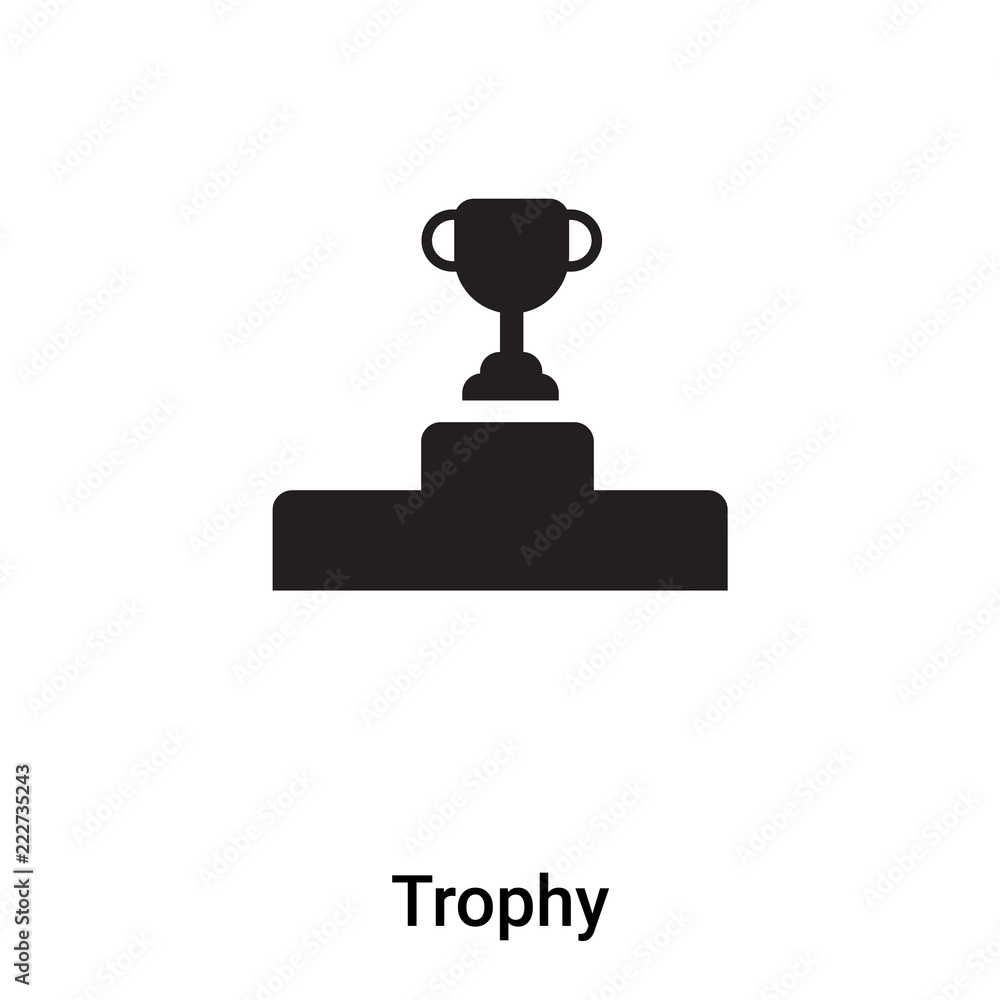Trophy icon vector isolated on white background, logo concept of Trophy sign on transparent background, black filled symbol