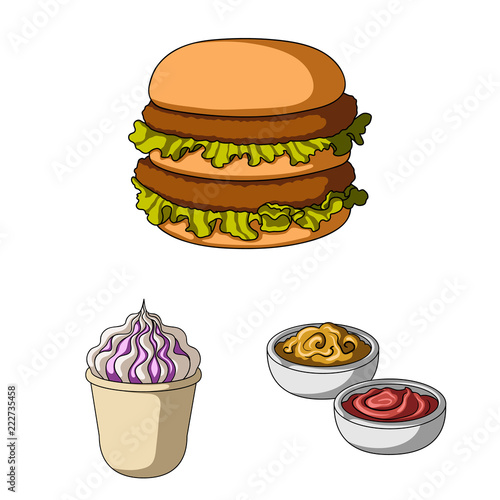 Fast food cartoon icons in set collection for design.Food from semi-finished products vector symbol stock web illustration.