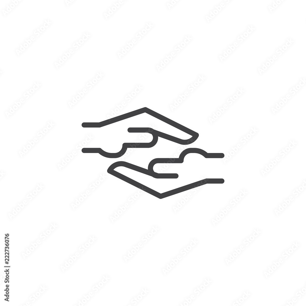 Helping hands outline icon. linear style sign for mobile concept and web design. human hands line vector icon. Symbol, logo illustration. Pixel perfect vector graphics Helping hands outline icon. linear style sign for mobile concept and web design. human hands line vector icon. Symbol, logo illustration. Pixel perfect vector graphics