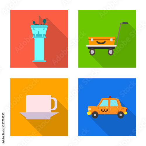 Vector illustration of airport and airplane logo. Set of airport and plane stock vector illustration.