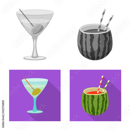 Isolated object of drink and bar logo. Collection of drink and party vector icon for stock.