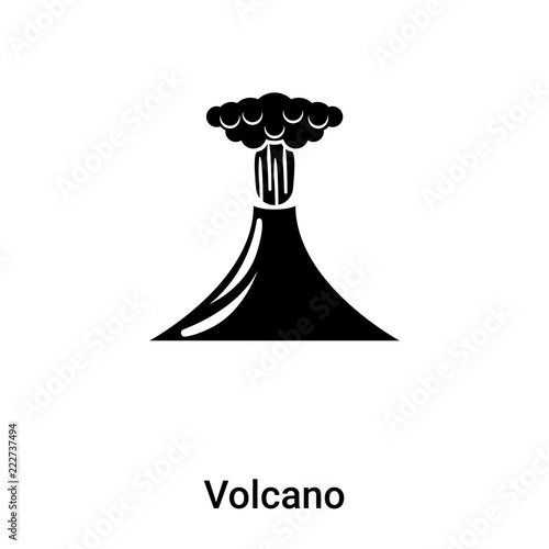 Volcano icon vector isolated on white background, logo concept of Volcano sign on transparent background, black filled symbol