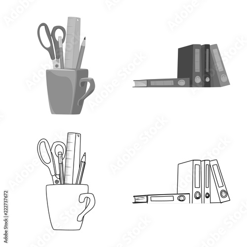 Isolated object of furniture and work sign. Set of furniture and home vector icon for stock.