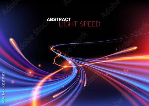 Abstract fantasy curvy light trails in vector