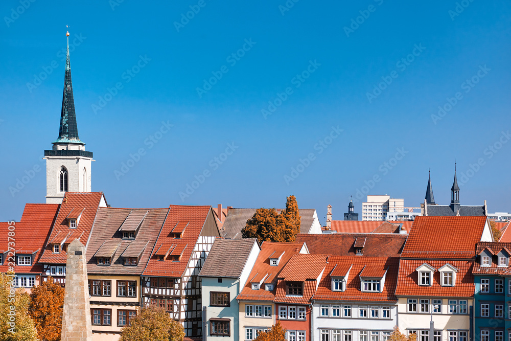 View of the historical city centre of Erfurt, Germany