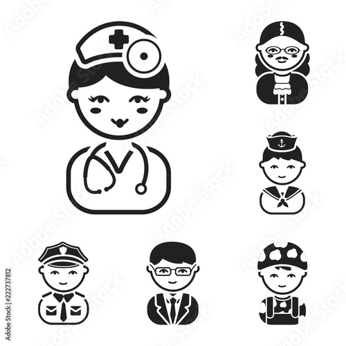 People of different professions black icons in set collection for design. Worker and specialist vector symbol stock web illustration.