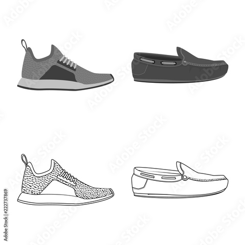 Vector design of man and foot logo. Collection of man and wear vector icon for stock.