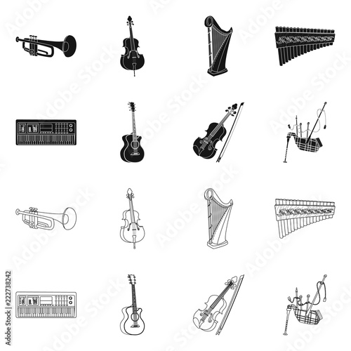 Vector illustration of music and tune symbol. Collection of music and tool vector icon for stock.