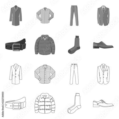 Isolated object of man and clothing icon. Set of man and wear stock vector illustration.
