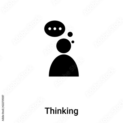 Thinking icon vector isolated on white background, logo concept of Thinking sign on transparent background, black filled symbol