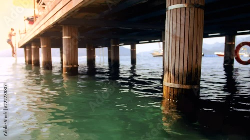 Wallpaper Mural 4k out focus video of old wooden pier on sea shore Torontodigital.ca
