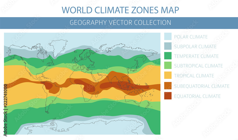 World climate zones map elements. Build your own geography info graphic