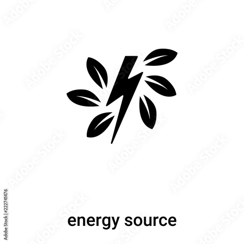 Green energy source icon vector isolated on white background, logo concept of Green energy source sign on transparent background, black filled symbol
