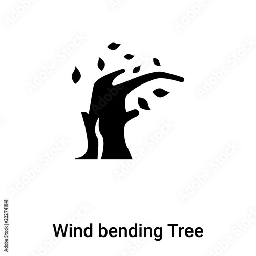 Wind bending Tree icon vector isolated on white background, logo concept of Wind bending Tree sign on transparent background, black filled symbol