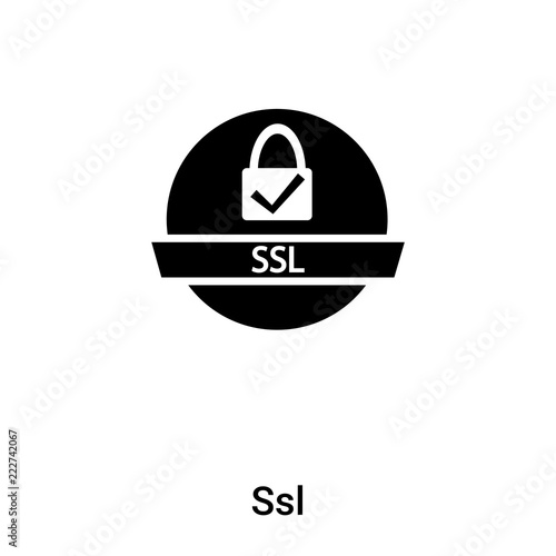 Ssl icon vector isolated on white background, logo concept of Ssl sign on transparent background, black filled symbol