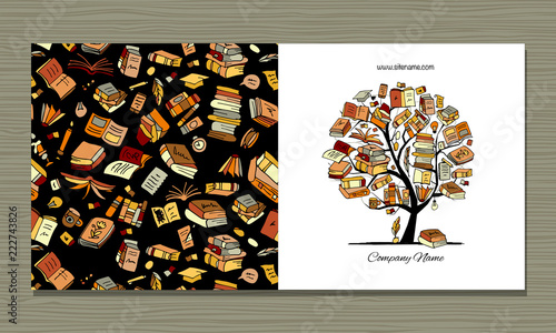 Books library, greeting card design