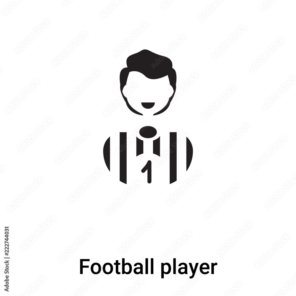 Football player icon vector isolated on white background, logo concept of Football player sign on transparent background, black filled symbol Football player icon vector isolated on white background, logo concept of Football player sign on transparent background, black filled symbol