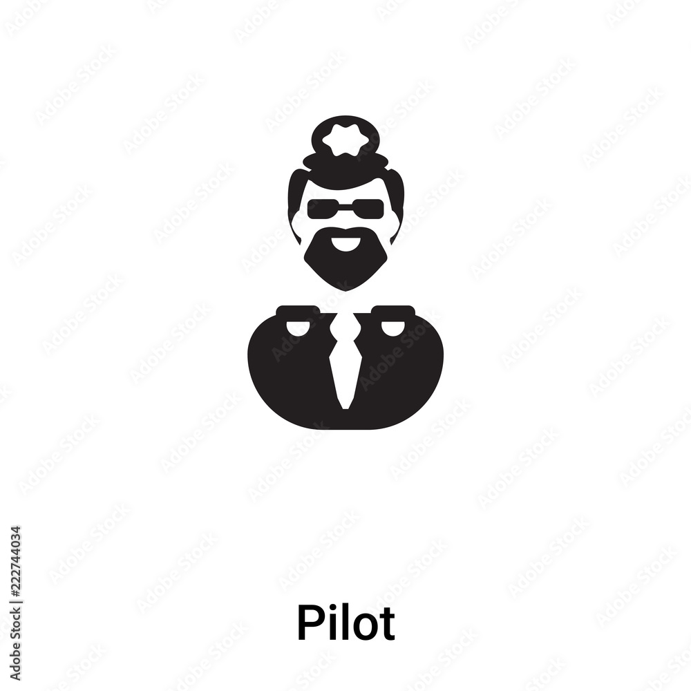 Pilot icon vector isolated on white background, logo concept of Pilot sign on transparent background, black filled symbol Pilot icon vector isolated on white background, logo concept of Pilot sign on transparent background, black filled symbol