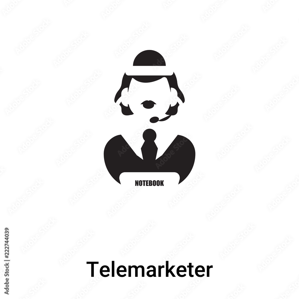 Telemarketer icon vector isolated on white background, logo concept of Telemarketer sign on transparent background, black filled symbol Telemarketer icon vector isolated on white background, logo concept of Telemarketer sign on transparent background, black filled symbol