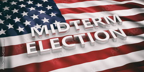 Photos USA flag and midterm elections, 3d illustration