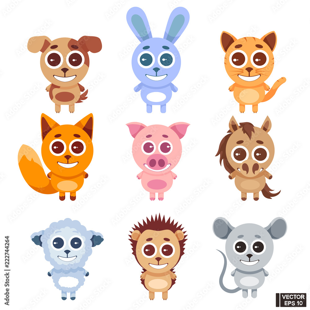 Obraz premium Set of cartoon animals.