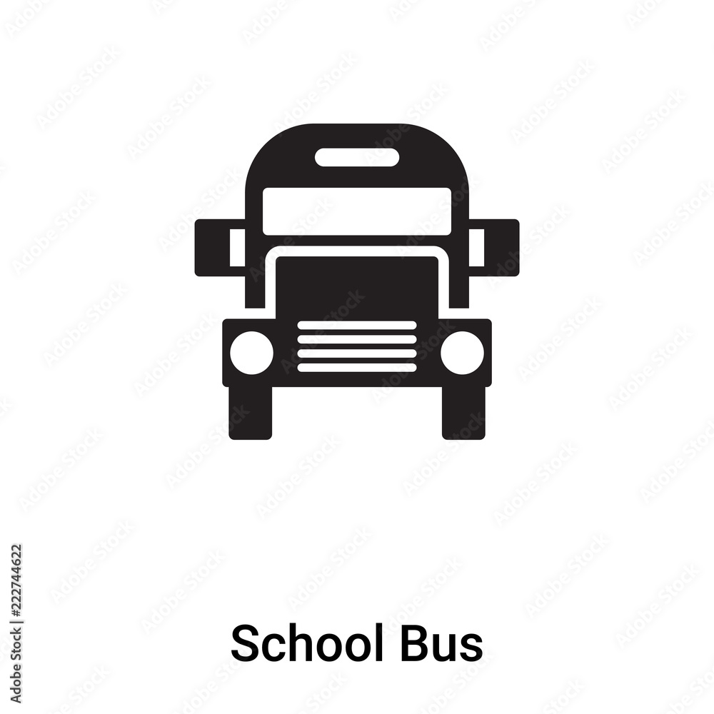 School Bus icon vector isolated on white background, logo concept of School Bus sign on transparent background, black filled symbol School Bus icon vector isolated on white background, logo concept of School Bus sign on transparent background, black filled symbol