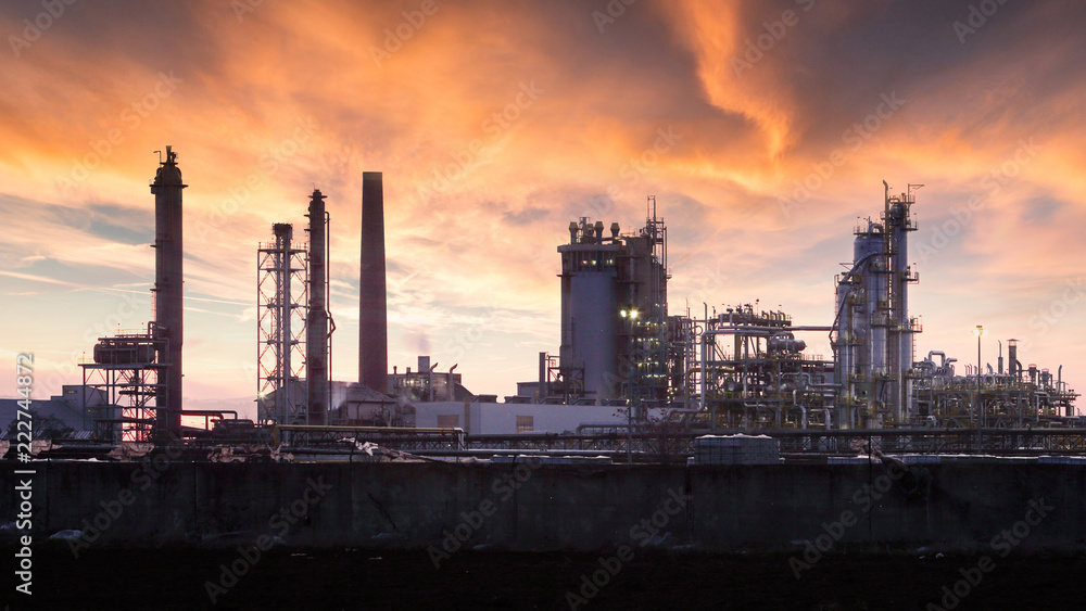 Oil Industry silhouette, Petrechemical plant -  Refinery