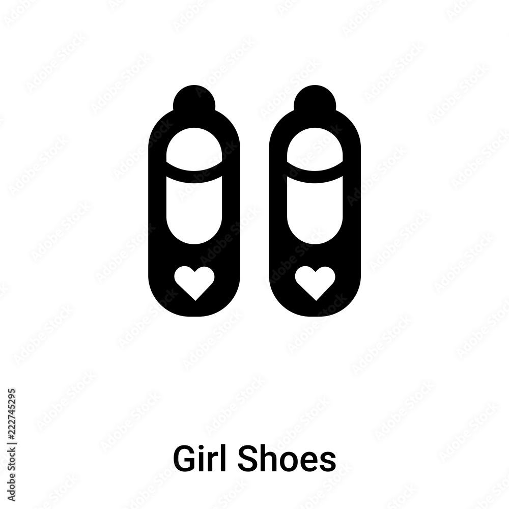 Girl Shoes icon vector isolated on white background, logo concept of Girl Shoes sign on transparent background, black filled symbol Girl Shoes icon vector isolated on white background, logo concept of Girl Shoes sign on transparent background, black filled symbol