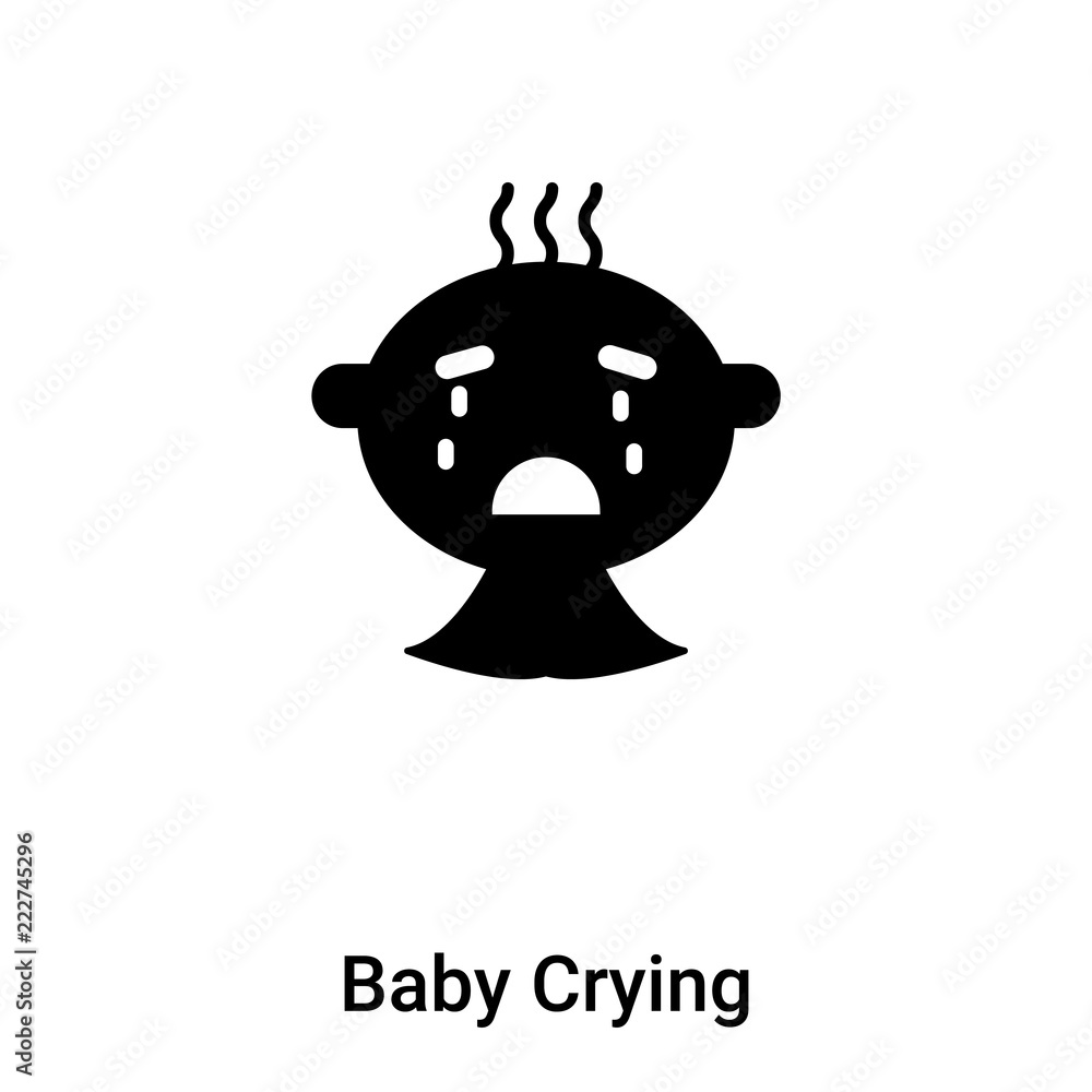 Baby Crying icon vector isolated on white background, logo concept of Baby Crying sign on transparent background, black filled symbol Baby Crying icon vector isolated on white background, logo concept of Baby Crying sign on transparent background, black filled symbol
