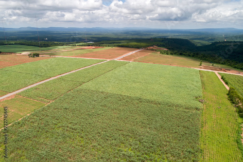aerial view of earth farm land