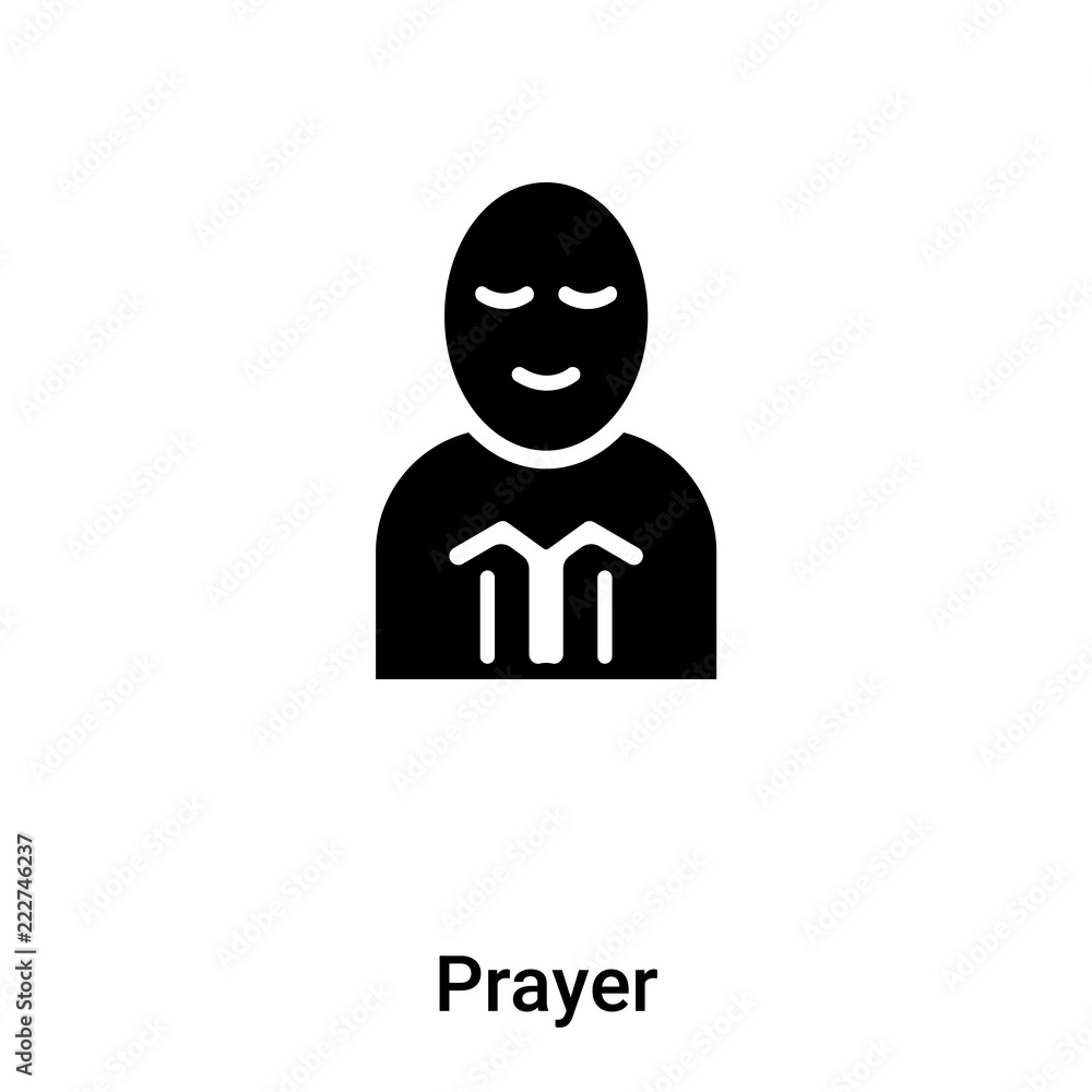 Prayer icon vector isolated on white background, logo concept of Prayer sign on transparent background, black filled symbol Prayer icon vector isolated on white background, logo concept of Prayer sign on transparent background, black filled symbol