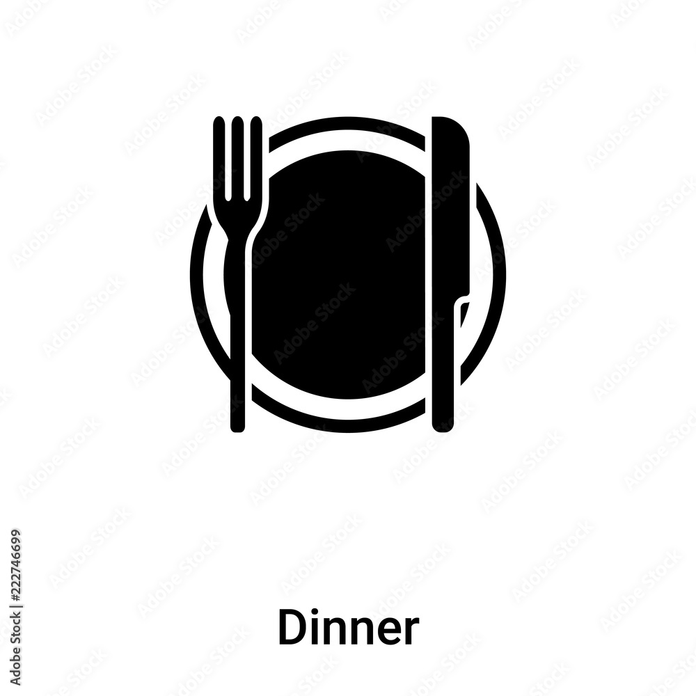 Dinner icon vector isolated on white background, logo concept of Dinner sign on transparent background, black filled symbol Dinner icon vector isolated on white background, logo concept of Dinner sign on transparent background, black filled symbol