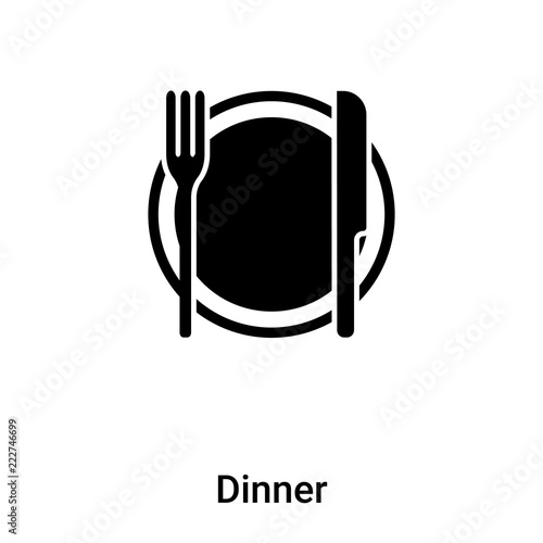 Dinner icon vector isolated on white background, logo concept of Dinner sign on transparent background, black filled symbol