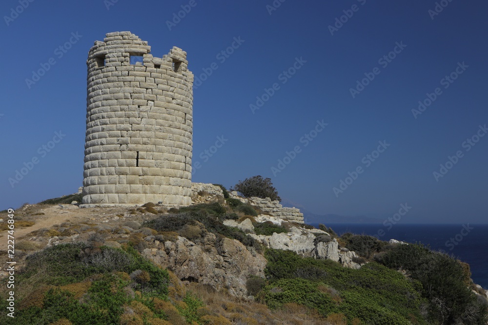 ancient Drakano Tower, landmark of Ikaria Island, Sporades, Greece