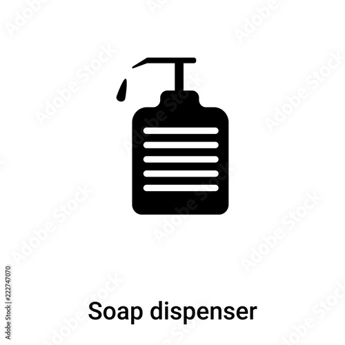 Soap dispenser icon vector isolated on white background, logo concept of Soap dispenser sign on transparent background, black filled symbol