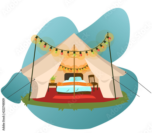 Modern tent with furniture poster