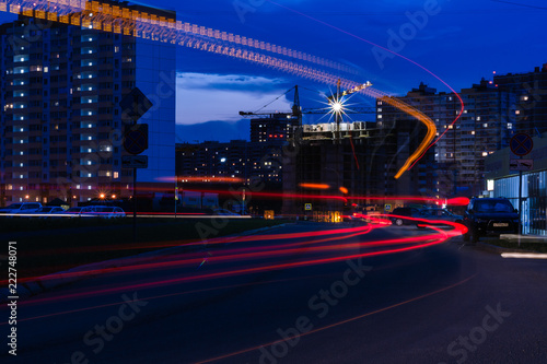 traffic in city at night