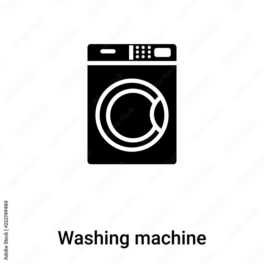 Washing machine icon vector isolated on white background, logo concept of Washing machine sign on transparent background, black filled symbol