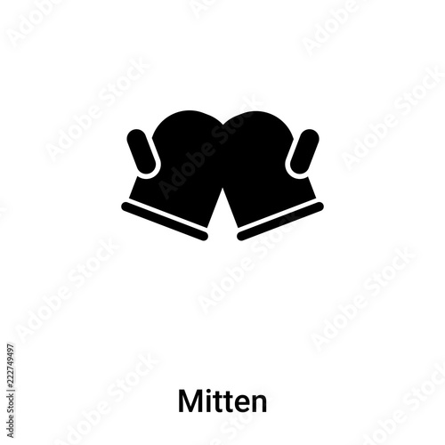 Mitten icon vector isolated on white background, logo concept of Mitten sign on transparent background, black filled symbol