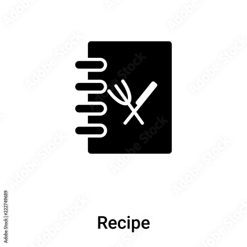 Recipe icon vector isolated on white background, logo concept of Recipe sign on transparent background, black filled symbol
