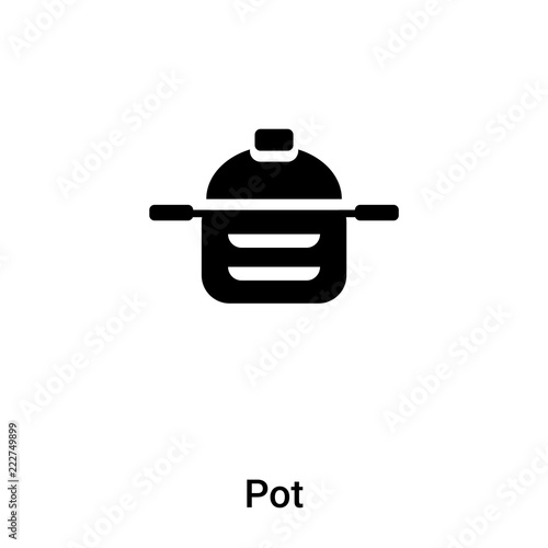 Pot icon vector isolated on white background, logo concept of Pot sign on transparent background, black filled symbol