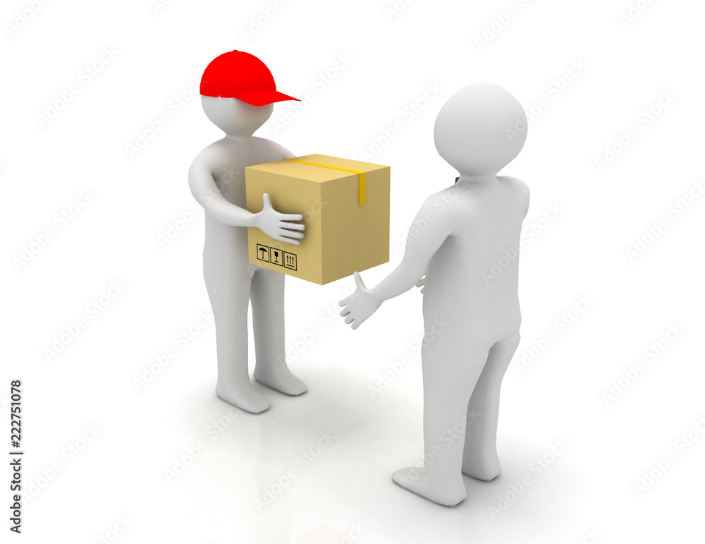 Worker delivering a package to a businessman Worker delivering a package to a businessman
