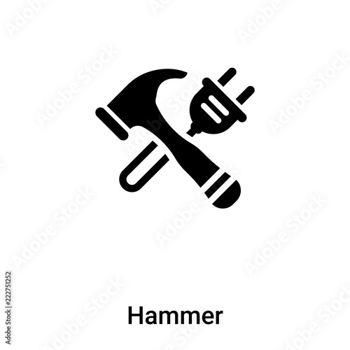 Hammer icon vector isolated on white background, logo concept of Hammer sign on transparent background, black filled symbol