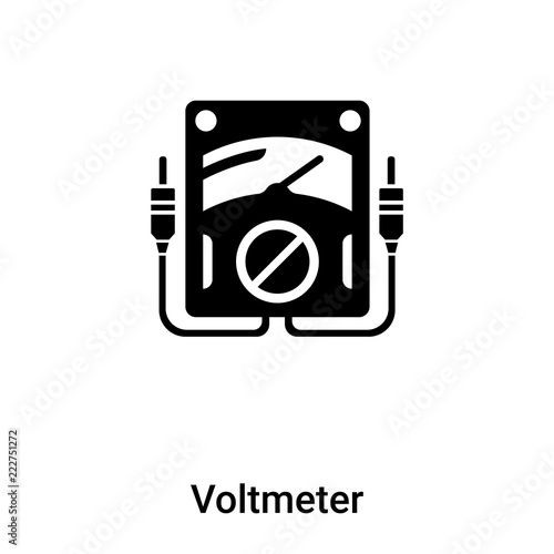 Voltmeter icon vector isolated on white background, logo concept of Voltmeter sign on transparent background, black filled symbol