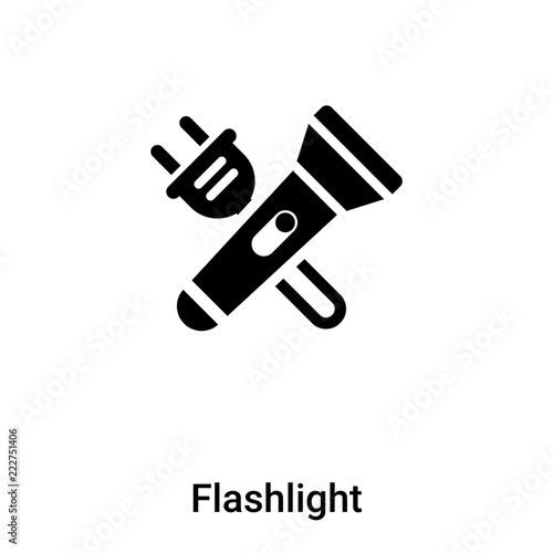 Flashlight icon vector isolated on white background, logo concept of Flashlight sign on transparent background, black filled symbol