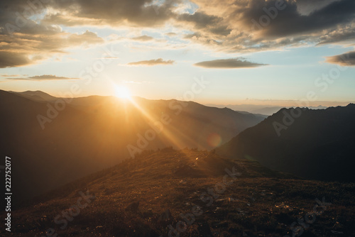 decline the sun in Mountains Altai