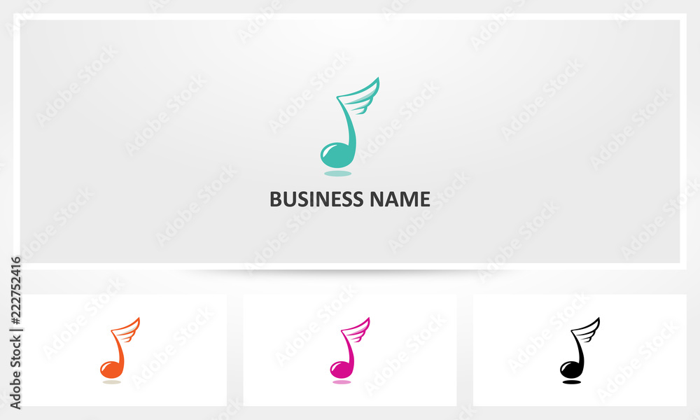 Fototapeta premium Music Note Wing Logo